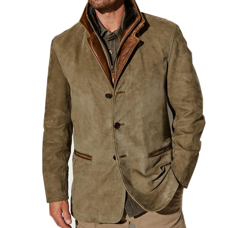New Thickened Model Men’s Autumn Vintage Buckskin Jacket