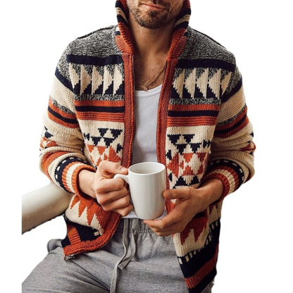 Men's Jacquard Cardigan Casual Versatile Cardigan