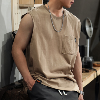 Heavyweight Cotton Sports Vest Men's Loose Versatile Sleeveless T-Shirt