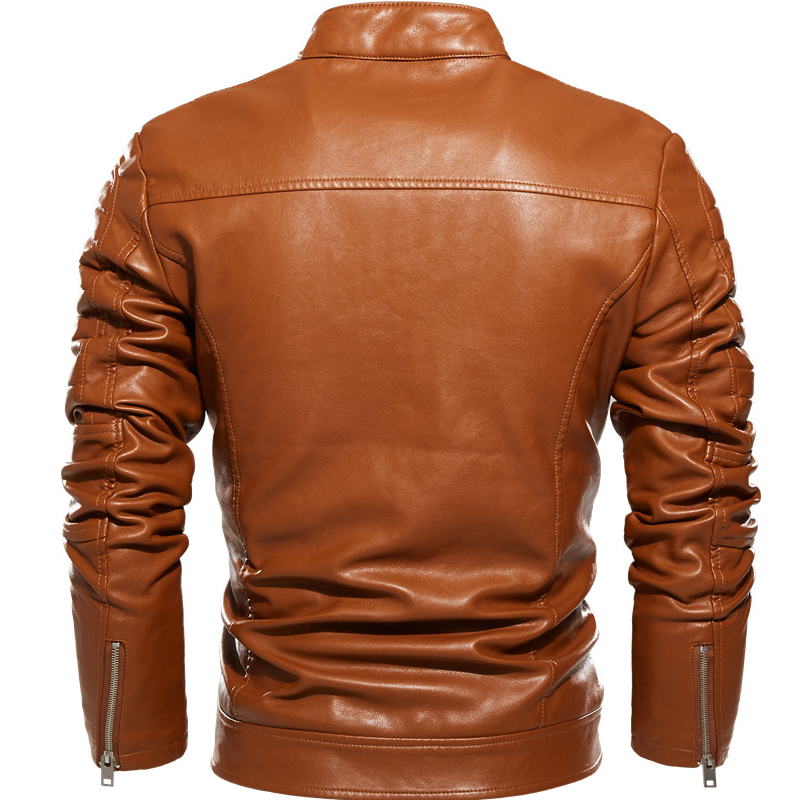Mens Black and Brown Genuine Sheepskin Leather Motorcycle Jacket Vintage Motorcycle Jacket