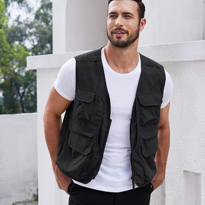 Men's Fishing Vest Summer Outdoor Work Vest Practical Travel Lightweight Sleeveless Jacket with Pockets