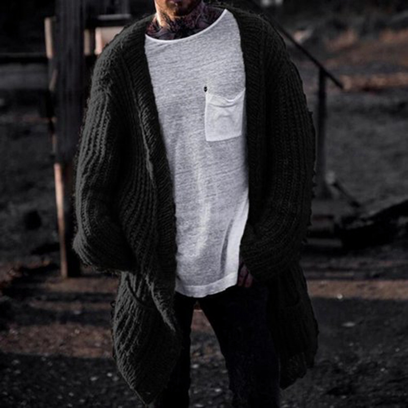 Men's Autumn and Winter New Mid-Length Cardigan Men's Chunky Cardigan 