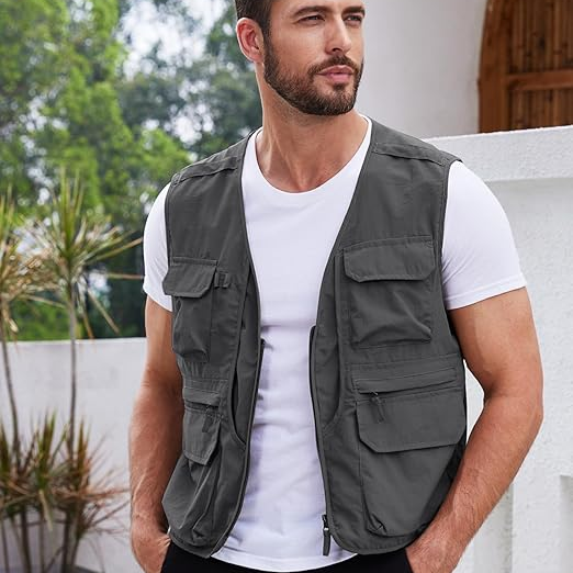 Men's Fishing Vest Summer Outdoor Work Vest Practical Travel Lightweig