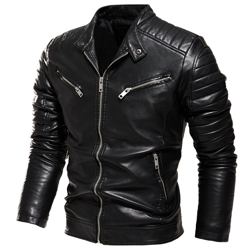 Mens Black and Brown Genuine Sheepskin Leather Motorcycle Jacket Vintage Motorcycle Jacket