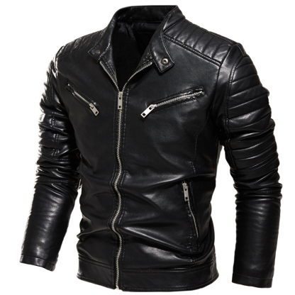 Mens Black and Brown Genuine Sheepskin Leather Motorcycle Jacket Vintage Motorcycle Jacket