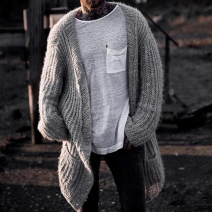 Men's Autumn and Winter New Mid-Length Cardigan Men's Chunky Cardigan Sweater Jacket