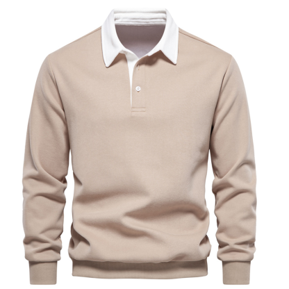 Long sleeved cotton lapel sweatshirt for autumn and winter casual polo shirt