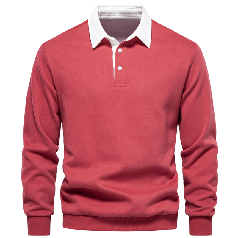 Long sleeved cotton lapel sweatshirt for autumn and winter casual polo shirt