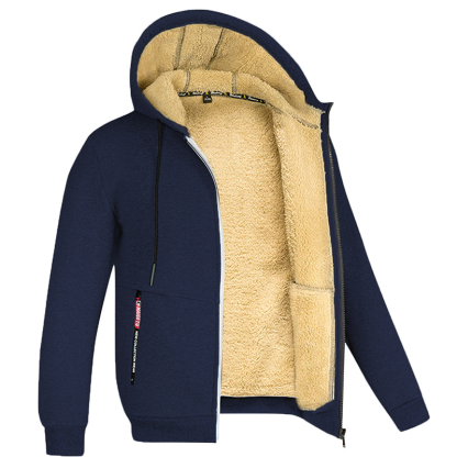 Lamb Fleece Autumn/Winter Hoodie Men's Solid Color Warm Coat