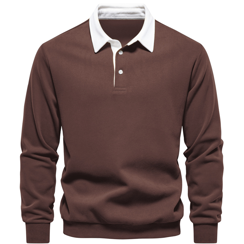 Long sleeved cotton lapel sweatshirt for autumn and winter casual polo shirt