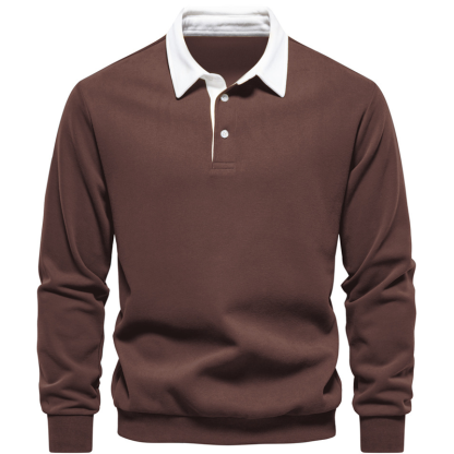 Long sleeved cotton lapel sweatshirt for autumn and winter casual polo shirt