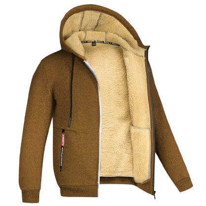 Lamb Fleece Autumn/Winter Hoodie Men's Solid Color Warm Coat
