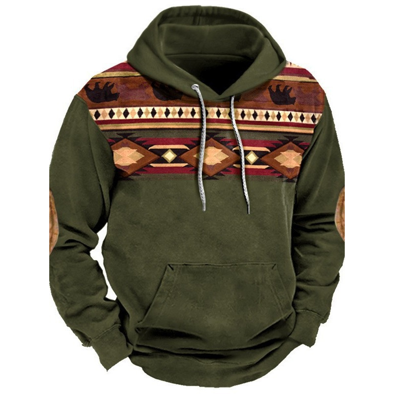 Men's Retro Print Street Hoodie