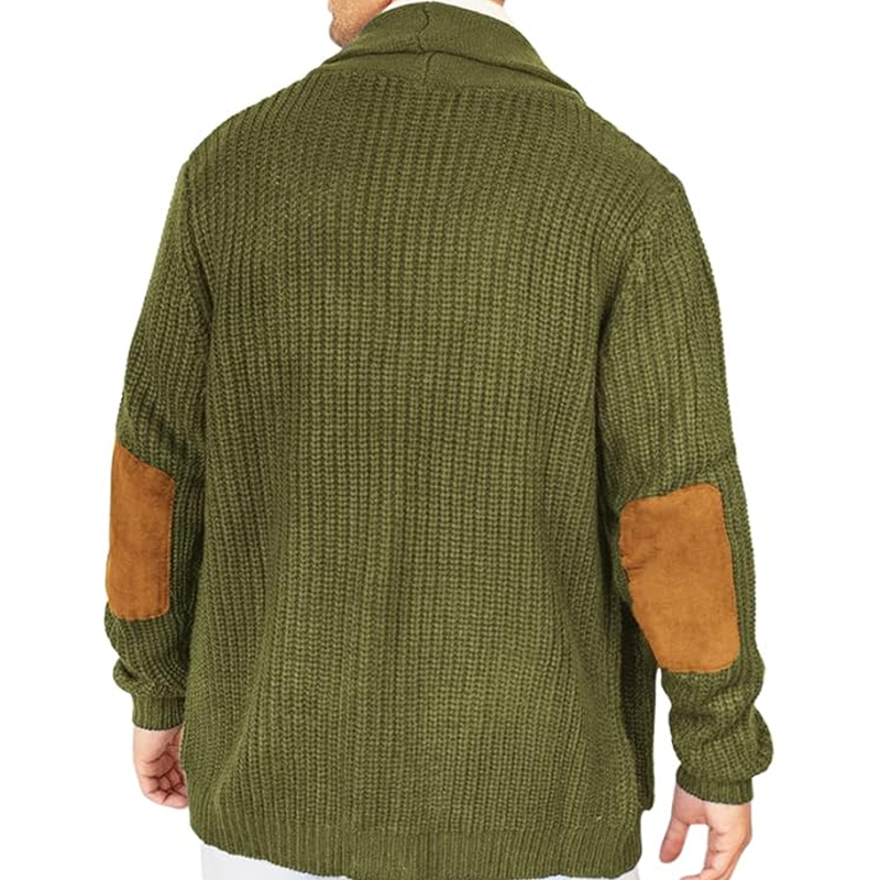 Men's Shawl Collar Cardigan Sweater Multicolor Button Knit Sweater with Pockets