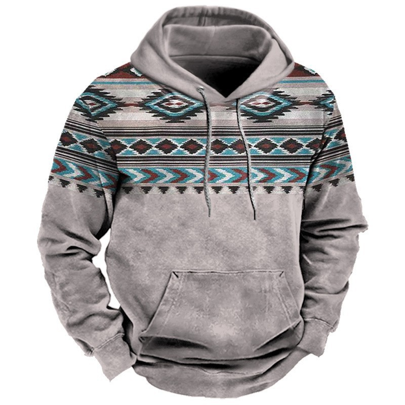 Men's Retro Print Street Hoodie
