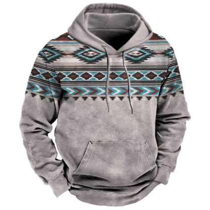 Men's Retro Print Street Hoodie