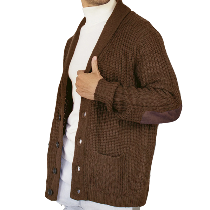 Men's Shawl Collar Cardigan Sweater Multicolor Button Knit Sweater with Pockets