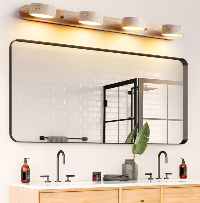 Zaid Modern Minimalismus LED-Stein Holz Wandleuchte Schlafzimmer Badezimmer