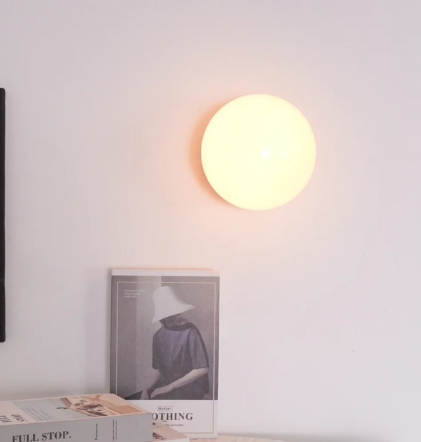 Elif Modern Marshmallow Rundes Glas Wandleuchte Rollos Schlafzimmer Flur