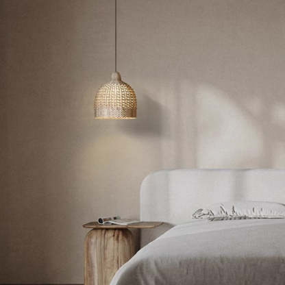 Qazqa Hängelampe Akira - 3-flammig, Weiß Mit Rattan, Höhenverstellbar | Für Wohnzimmer, Küche Oder Schlafzimmer