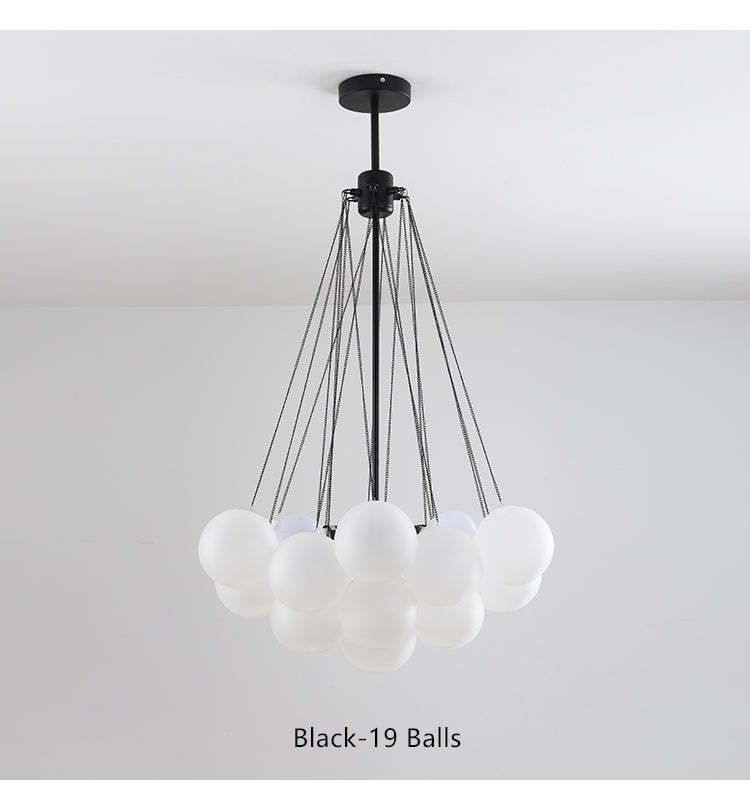 Modern LED Kronleuchter Kugel Schwarz/Gold Wohnzimmer Glas | Las Sola