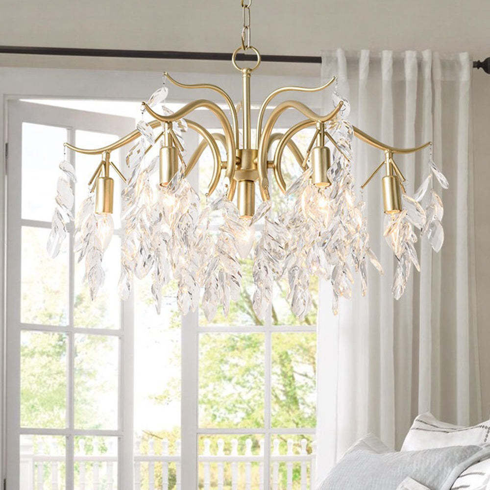 Modern LED Kronleuchter Schwarz/Gold Wohnzimmer Kristall | Las Sola