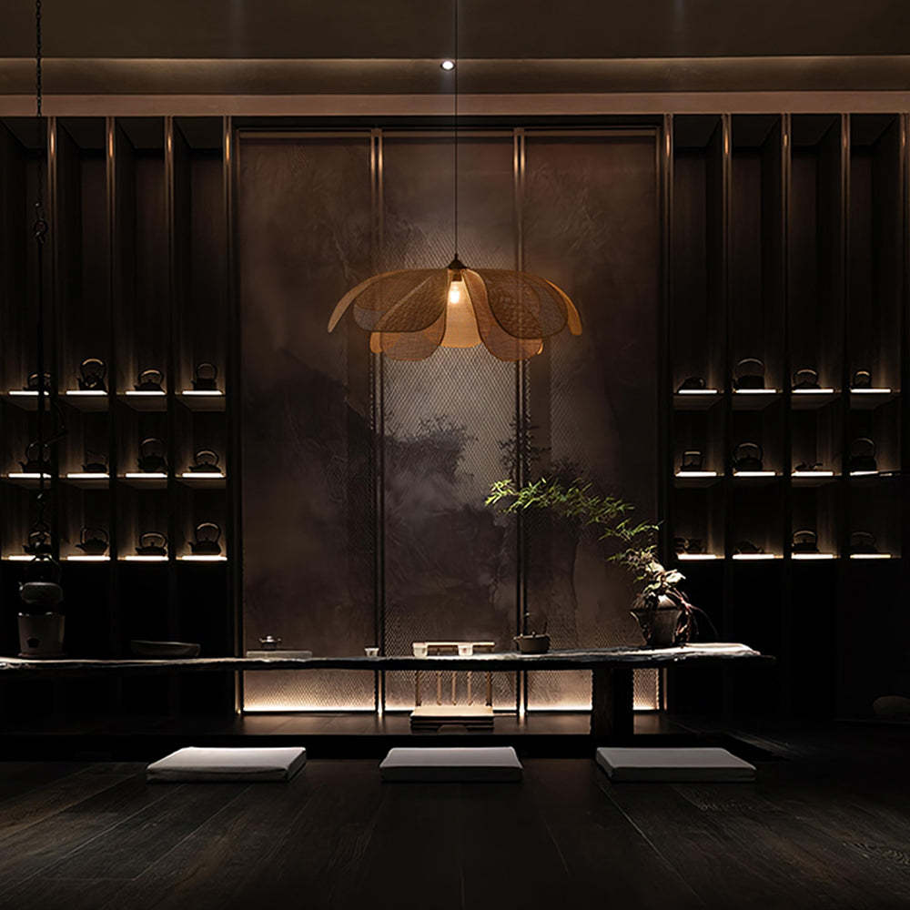 Ritta Design Weidengeflecht LED Holzfarbe Pendelleuchte Wohnzimmer Metall Rattan