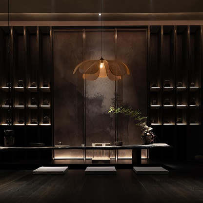 Ritta Design Weidengeflecht LED Holzfarbe Pendelleuchte Wohnzimmer Metall Rattan