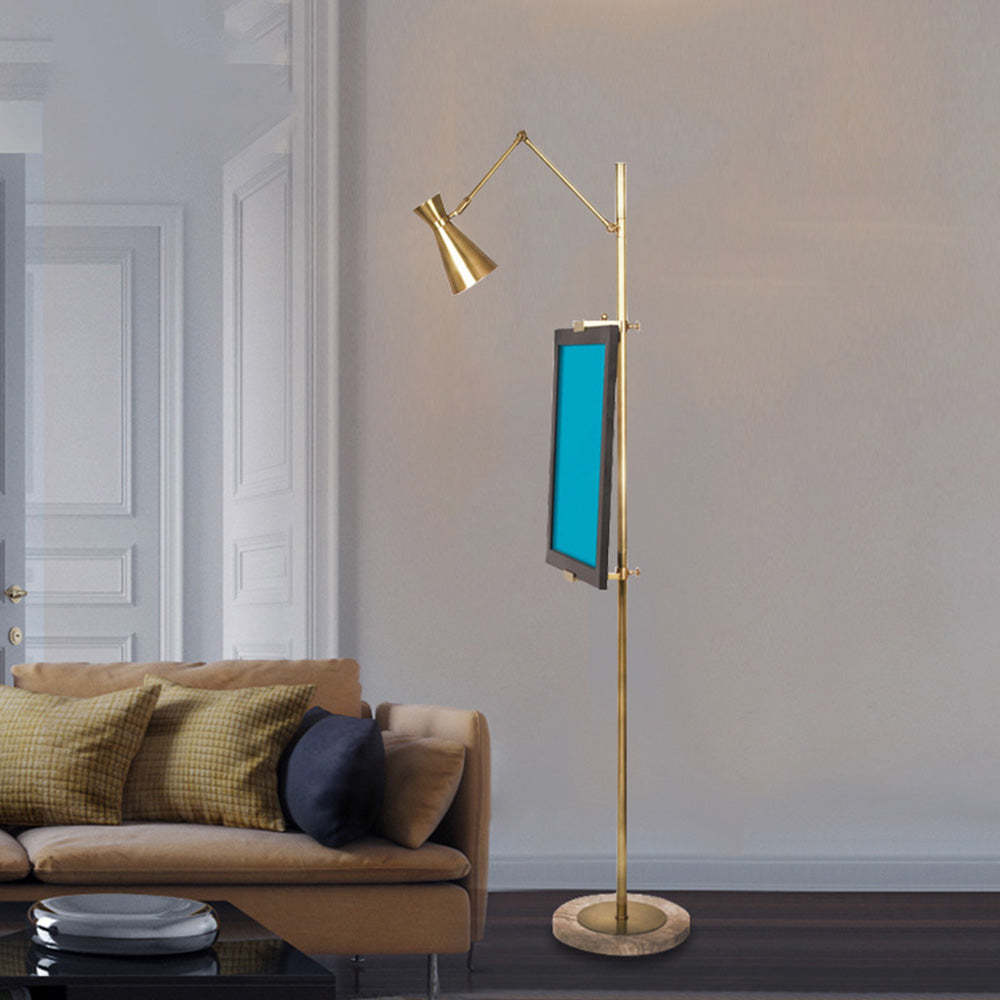 Carins Design Staffelei LED Stehlampe Gold Wohn/Arbeitszimmer Metall&Glas