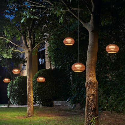 Ritta Außenpendelleuchte, Metall & Rattan, 2 Farben