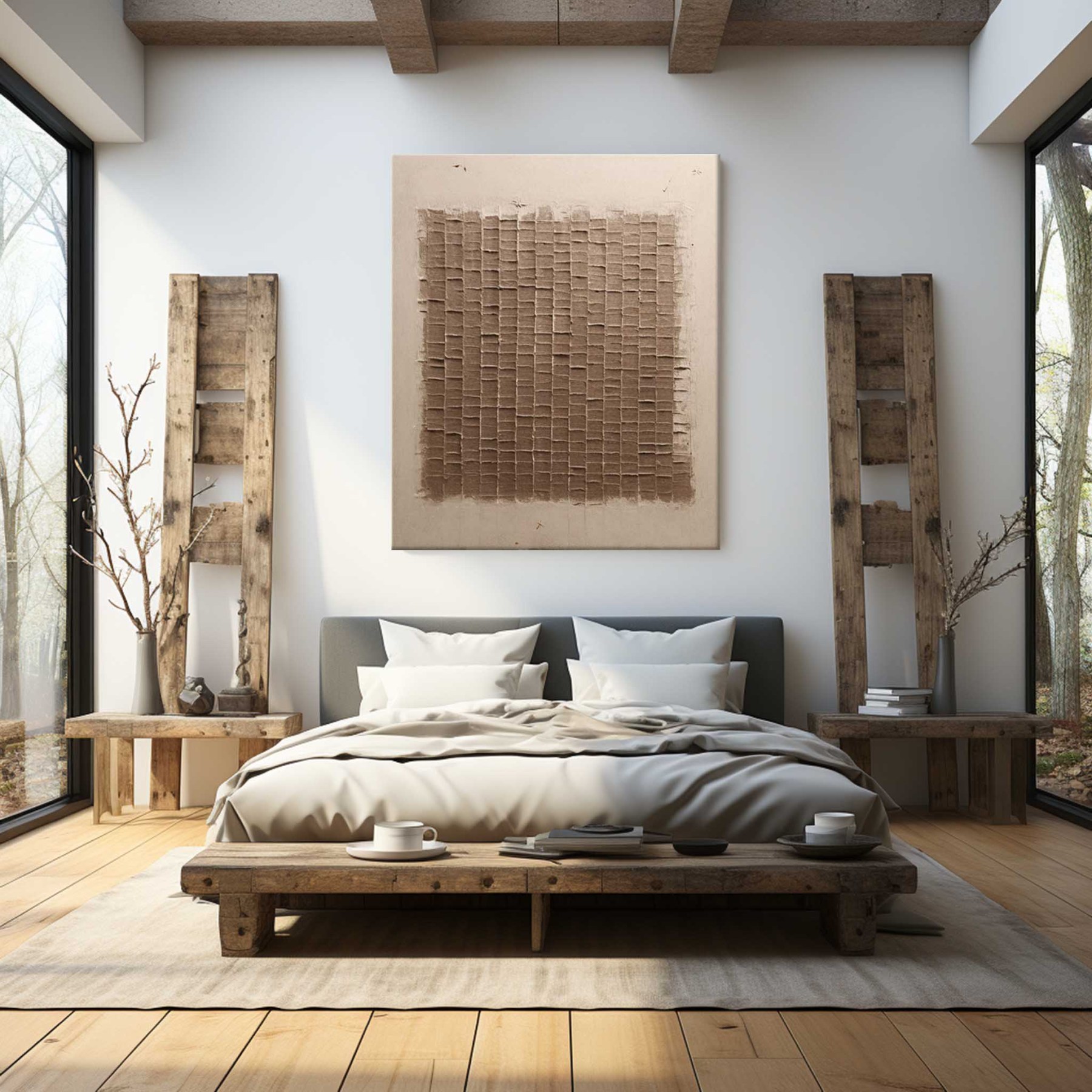 Wabi-Sabi Minimalismus Leinwand Wandkunst Gerahmt Wohnzimmer | Las Sola