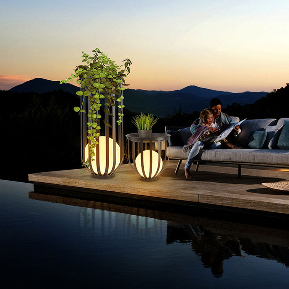 Orr Modern LED Außenleuchte Kugel Garten/Flur/Balkon, Schwarz, Metall