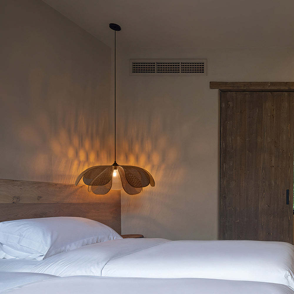 Ritta Design Weidengeflecht LED Holzfarbe Pendelleuchte Wohnzimmer Metall Rattan