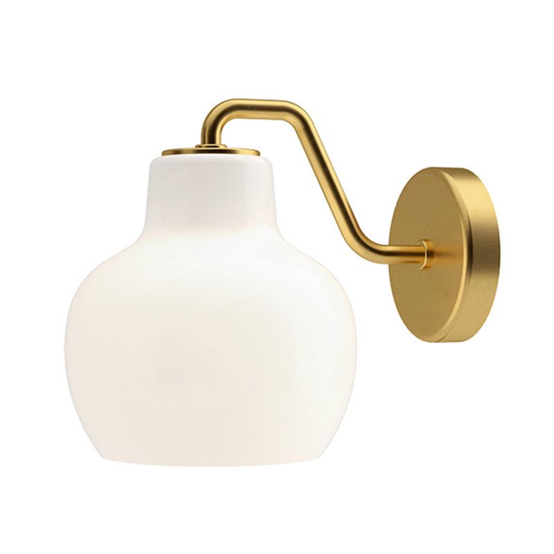 Lily Modern Wandleuchte Kuppel, Weiß-Gold, Wohnzimmer, Metall Glas