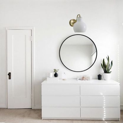 Lily Modern Wandleuchte Kuppel, Weiß-Gold, Wohnzimmer, Metall Glas