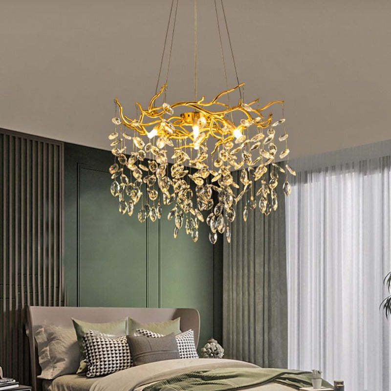 Design LED Kronleuchter Gold Wohn/Schlafzimmer Kristall | Las Sola