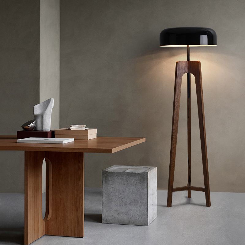 Ozawa Modern LED Stehlampe Wohnzimmer Schwarz/Weiß Holz/Metall