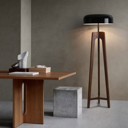 Ozawa Modern LED Stehlampe Wohnzimmer Schwarz/Weiß Holz/Metall