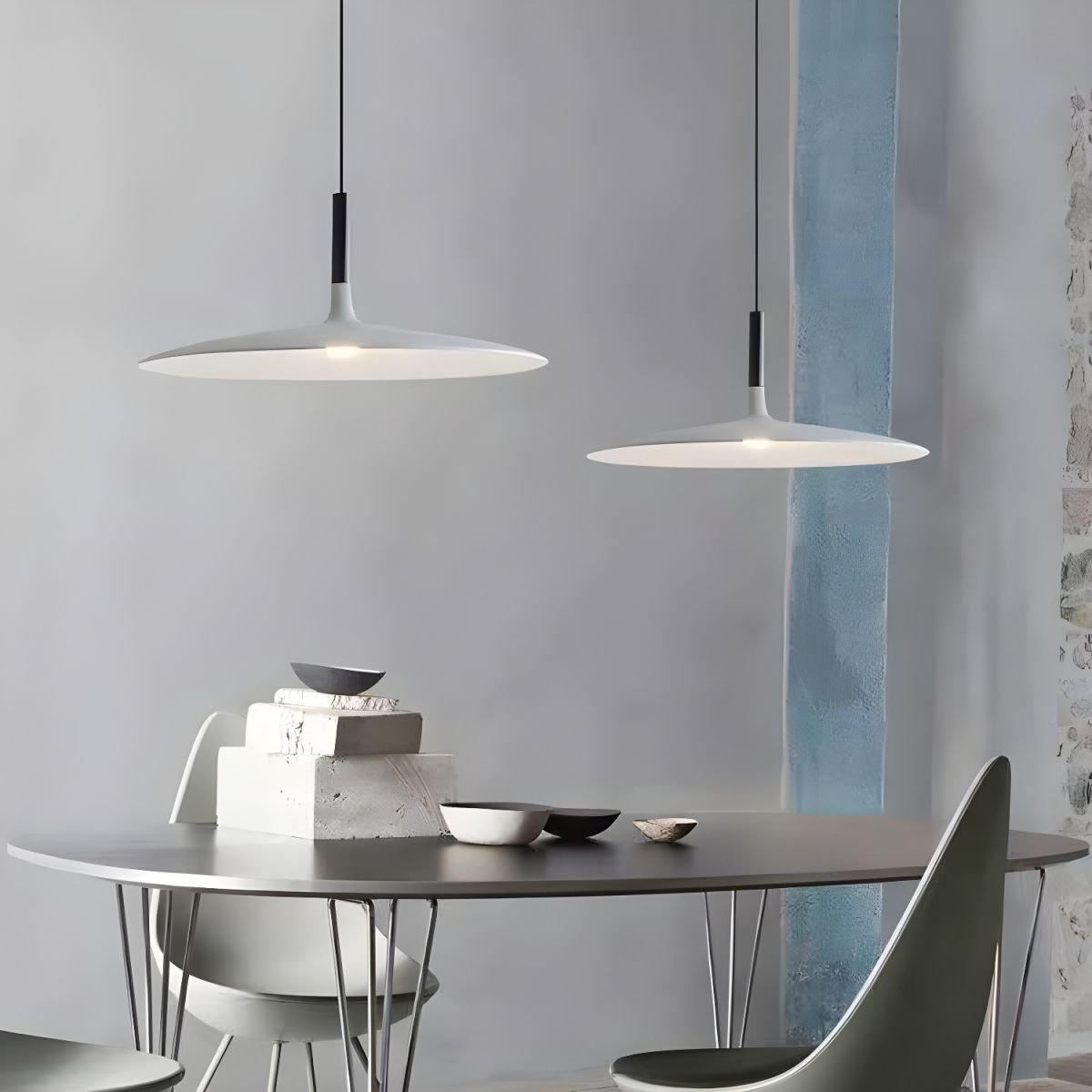 Lustra Pendelleuchte Aluminium Flach Scheibe-Las Sola