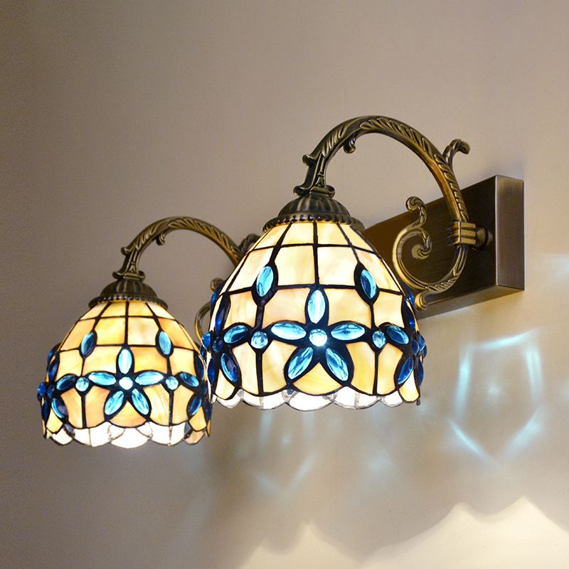 Baxter Vintage Blume LED Wandleuchten Braun Wohn/Schlafzimmer Metall/Glas