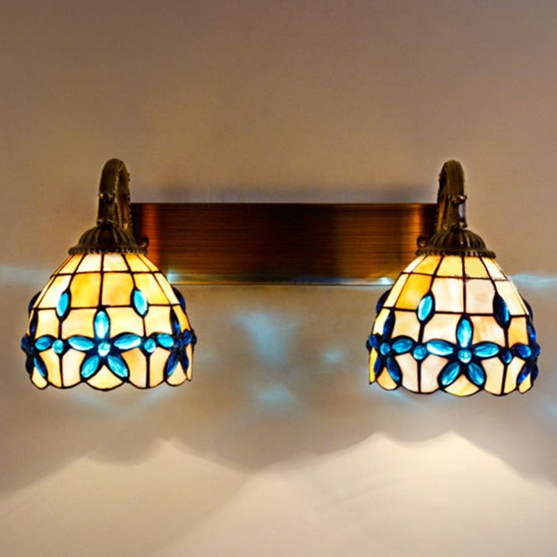 Baxter Vintage Blume LED Wandleuchten Braun Wohn/Schlafzimmer Metall/Glas