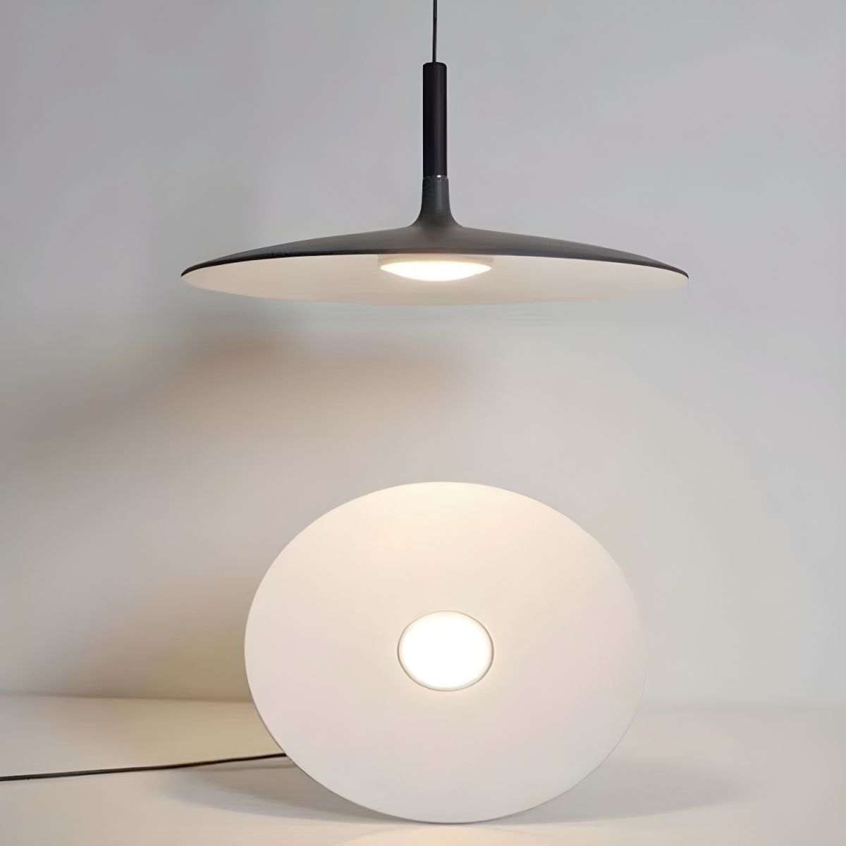Lustra Pendelleuchte Aluminium Flach Scheibe-Las Sola