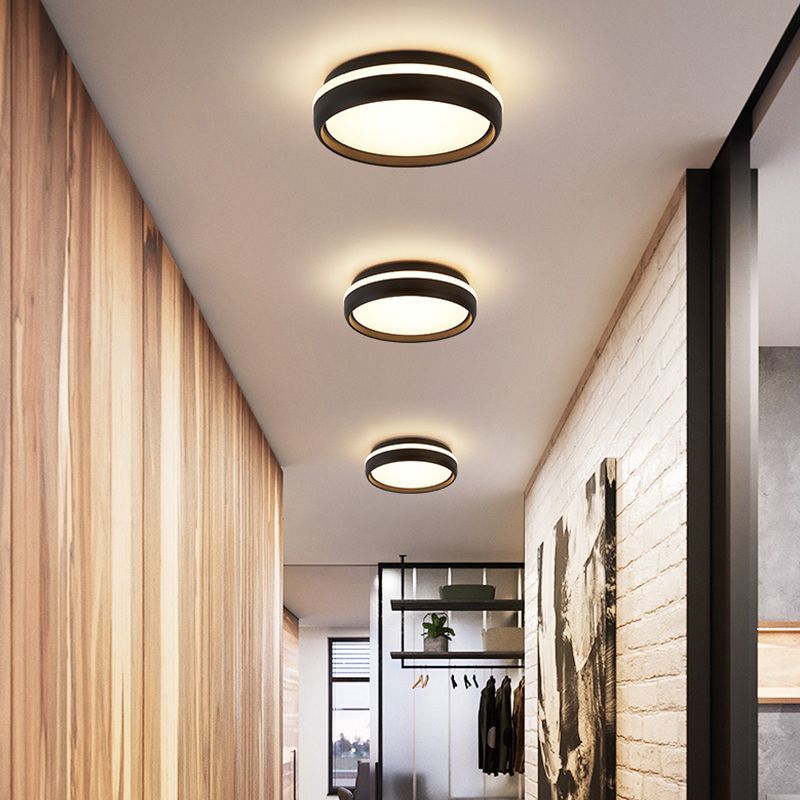 Quinn Modern Rund LED Deckenleuchte Schwarz/Weiß Schlaf/Wohnzimmer Flur Metall