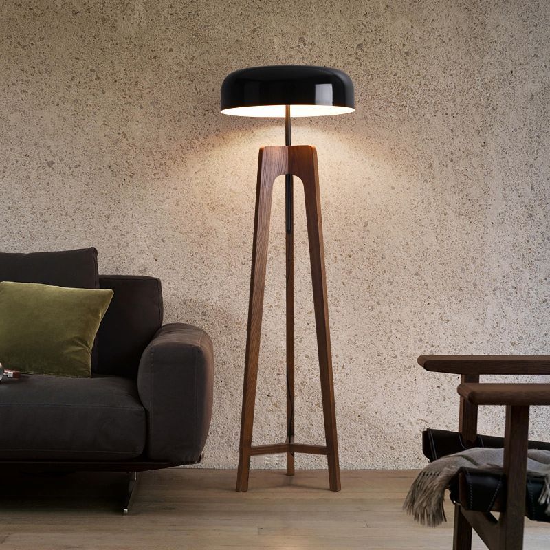 Ozawa Modern LED Stehlampe Wohnzimmer Schwarz/Weiß Holz/Metall