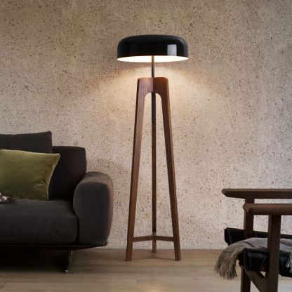 Ozawa Modern LED Stehlampe Wohnzimmer Schwarz/Weiß Holz/Metall