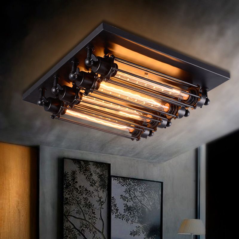 Industrial LED Deckenleuchte Schwarz Wohnzimmer Metall | Las Sola