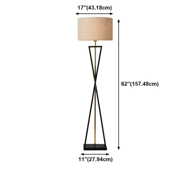 Eryn Retro Cylinder Tripod MetalFabric Multi Color Floor Lamp