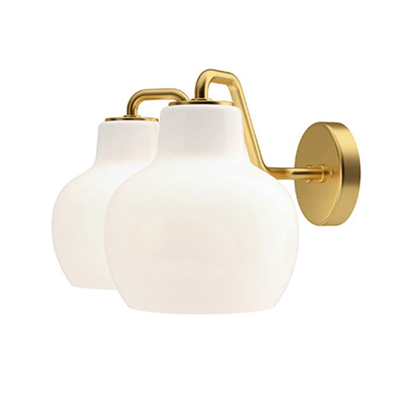 Lily Modern Wandleuchte Kuppel, Weiß-Gold, Wohnzimmer, Metall Glas
