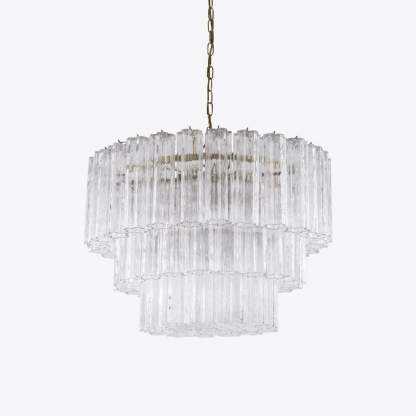 Aurora Fünfstöckige Riffelglas-Kronleuchter im Mid-Century-Stil-Las Sola