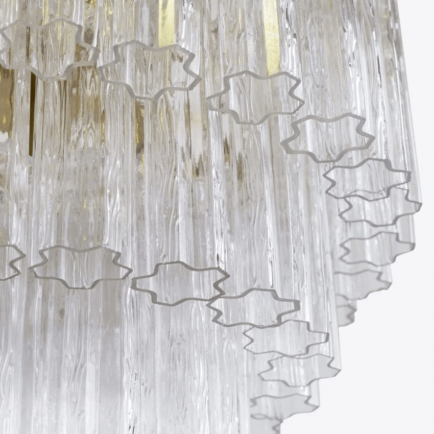 Aurora Fünfstöckige Riffelglas-Kronleuchter im Mid-Century-Stil-Las Sola